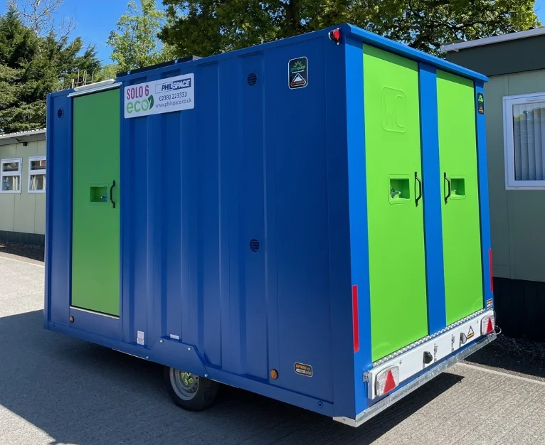 An external shot of Philspace's Solo Eco-6 welfare unit